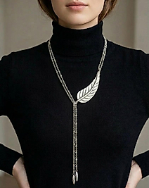 Zamak Gümüş kaplama Yaprak Kolye