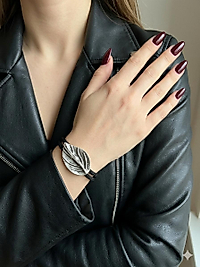 Zamak Gümüş kaplama Yaprak Bileklik