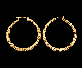 Gold desenli Halka küpe