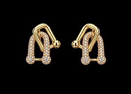 Gold renk Zirkon taşlı Geometrik tasarım Küpe
