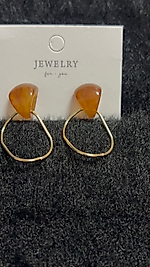 Akik taşlı Gold küpe